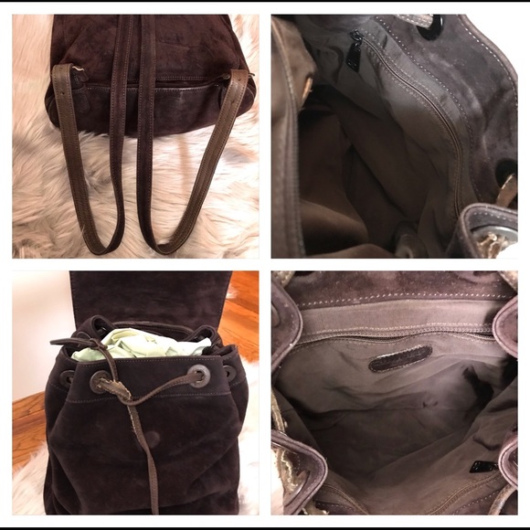 Vintage Authentic CHANEL Suede Drawstring Backpack - Picture 7 of 8